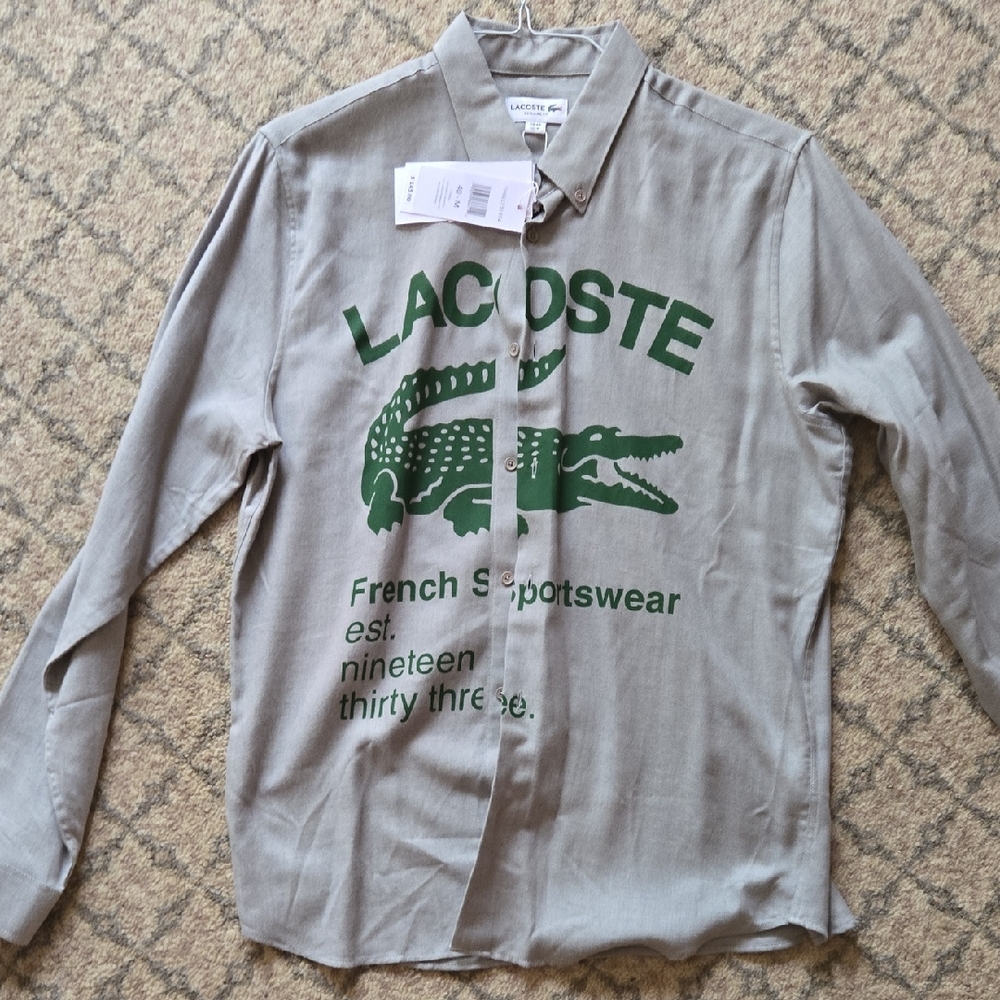 Lacoste Gray Shirt with Green Logo